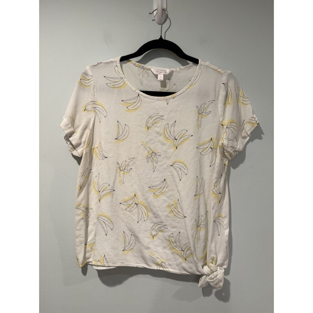 Lauren Conrad Top Womens Medium Banana Print Lightweight Travel Work Beach